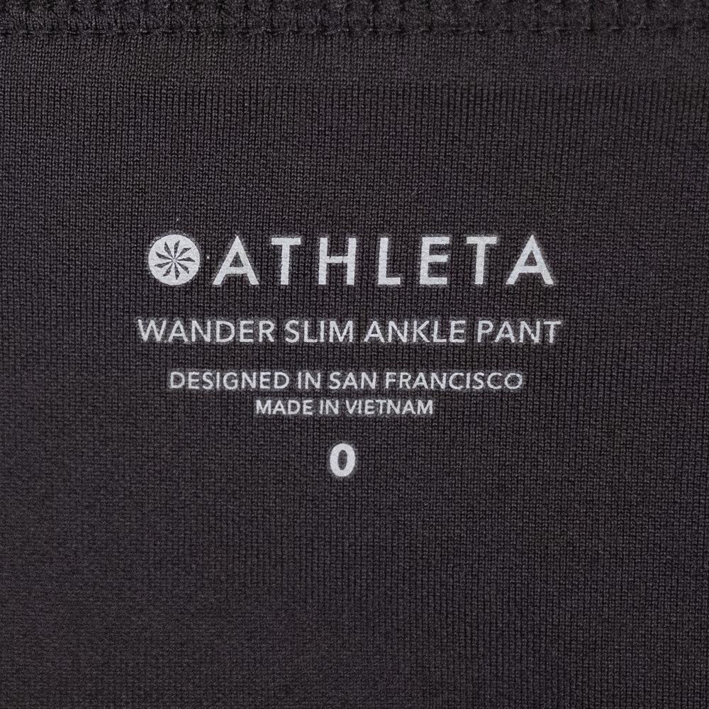Athleta Wander Slim Ankle Pants Women's Size 0 Black #486209 Zip Pockets Stretch